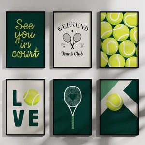 Tennis Wall Art Set of 6 - Digital Download Prints for Sports Lovers and Modern Decor