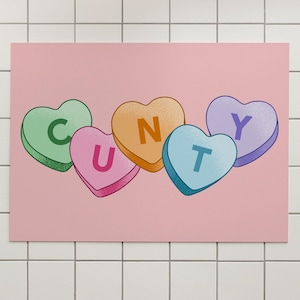 Cunty Candy Hearts Printable | Pink Pastel Wall Art | Maximalist Pop Art Poster