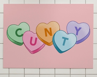 Cunty Candy Hearts Printable | Pink Pastel Wall Art | Maximalist Pop Art Poster