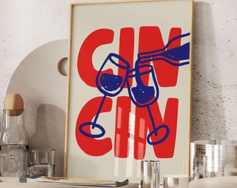 Cin Cin Wall Art, Bar Cart Printable, Poster To Print Out