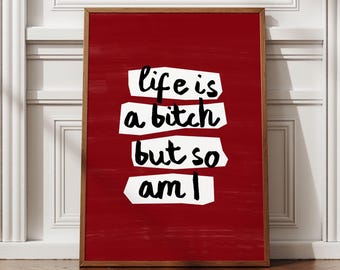 Funny Exhaustion Print, Hand Written Poster, Attitude Quote (Digital Download)
