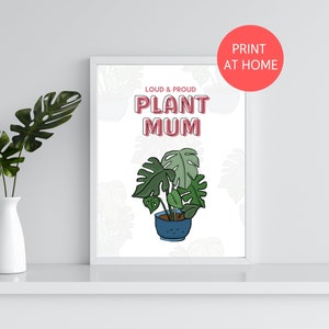 Druckbares Pflanzenposter in den Größen A3 und A4. Fröhliche Pflanze illustrierte Cartoon, perfekt für Pflanzenmamas, Monstera-Liebhaber, tolle Display Art