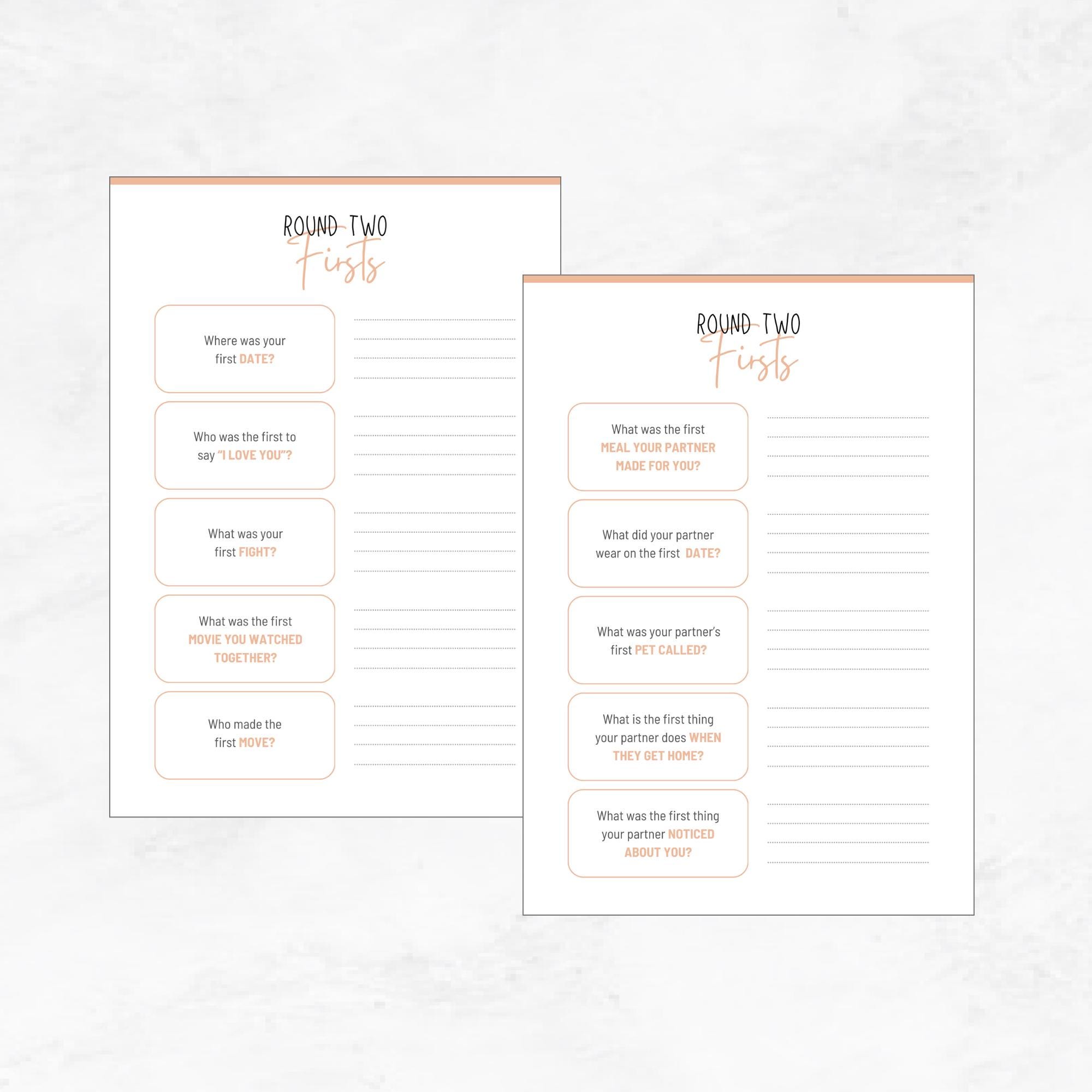 NEWLY WED 50 Printable Question Games | Fun Getting to Know You Trivia ...