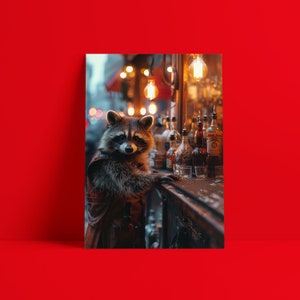Wall decoration children&#39;s room poster living room poster raccoon art print wall picture animal decoration gift birth gift animal portrait raccoon