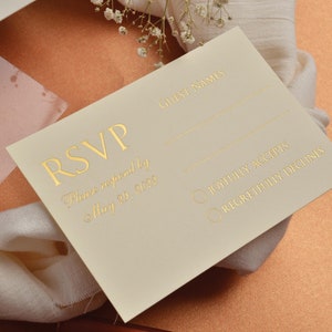 Cartes RSVP avec feuille décor, carte détaillée avec enveloppes, carte-réponse de mariage, cartes intercalaires de mariage, cartes RSVP luxueuses, carte de mariage