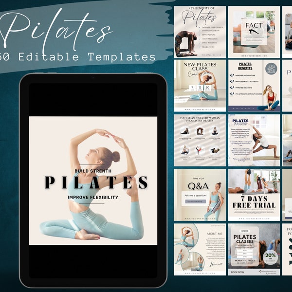 Pilates Canva Templates Bundle | Instagram Posts | Pilates Teacher | Pilates studio  templates | Pilates Social Media | Pilates Instructor