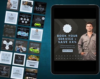 Auto Repair Shop Instagram Templates, Social Media (Canva)