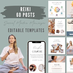 Reiki Healing Social Media Posts, Instagram-sjablonen, Holistische Wellness Coach, Chakra Reiki Sessie, Crustal reiki marketingbundel