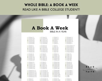 Bible Reading Plan: A Book A Week | Digital download, Printable,  Bible tracker, Bible Checklist, Reading tracker, One year plan