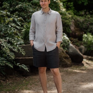 Soft Linen Shirt for Men Pete, Long Sleeve Men&#39;s Linen Shirt, Linen Shirt Men, Summer Shirt for Men, Soft and Light Linen Clothing