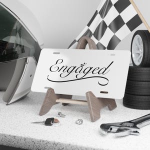 Engaged Vanity Plate, Custom License Plate, Personalized Car Tag, Wedding Gift, Just Engaged Gift, Bridal Shower Present