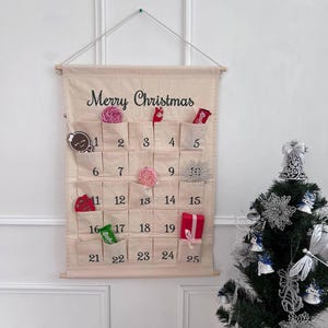 Personalized Fabric Advent Calendar with Custom Name – Reusable Holiday Countdown Wall Hanging – Christmas Decor & Gift for Family