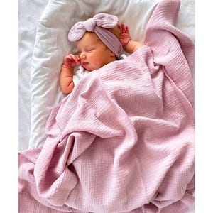 Rosa Swaddle-Decke Set für Neugeborene Mädchen - Perfektes Geschenk für Babypartys - Neugeborenes Coming Home Outfit - Weicher Swaddle und Schleife