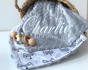 Custom Baby Blanket,Gray Boy Blanket with Name,Personalized Newborn Gift,Soft Minky Neutral Blanket, Newborn baby Blanket, Baby Shower Gift