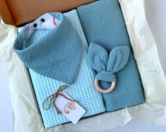 Panier cadeau pour nouveau-né, Coffret cadeau baby shower, Coffret cadeau naissance, Coffret coffret cadeau bébé, Coffret baby shower, Ensemble couverture personnalisée