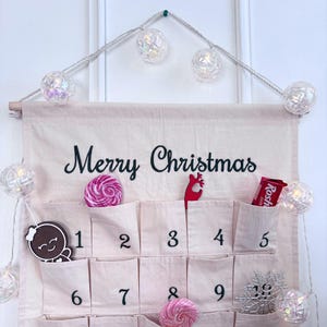Personalized Fabric Advent Calendar with Custom Embroidery – Reusable Holiday Countdown – Christmas Advent Decor – First Christmas Baby