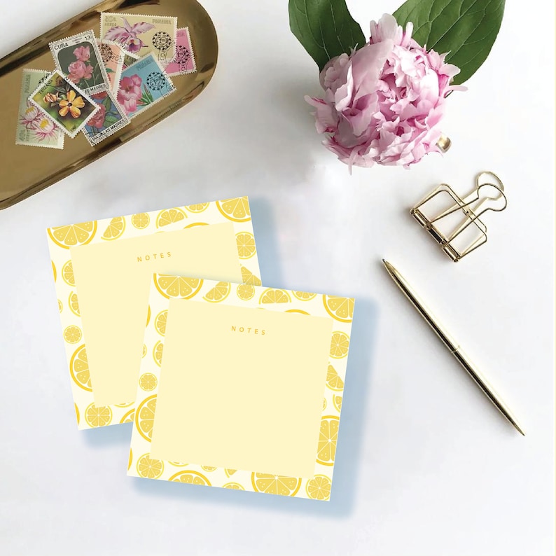 Lemon To Do List A5 Note Pad in stock, Cute bright Lemon pad with tear off sheets, stationery gift, stationery lover, office lemon lover image 2