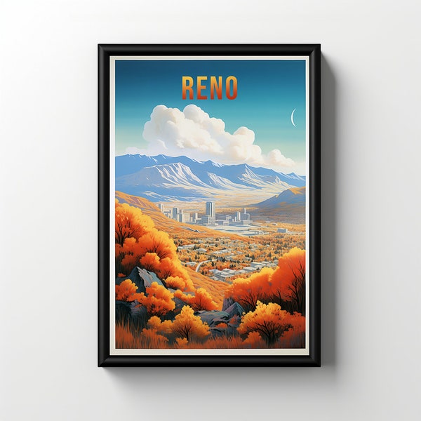 Reno Nevada Vintage Poster, Reno Nevada Wall Art, Reno Nevada Retro Artwork, Reno Nevada Gift Poster