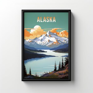 Póster vintage de Alaska, arte mural de Alaska, obra de arte retro de Alaska, póster de regalo de Alaska