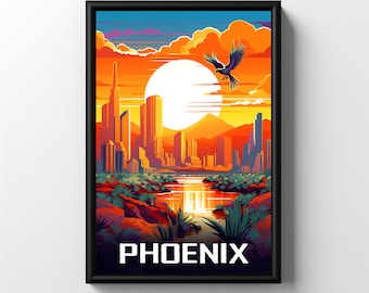 Poster vintage di Phoenix Arizona, arte della parete di Phoenix Arizona, download digitale retrò di Phoenix Arizona