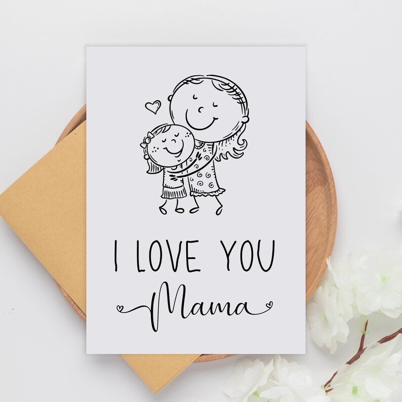 Happy Mothers Day Card, Printable Greeting Card, Instant Digital Download PDF PNG JPEG, Mom and ...