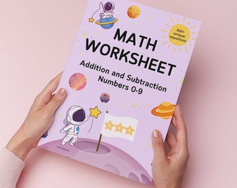 Mathe Arbeitsblatt: Zahlen 0-9 (Digitaler Download), Aktivitäten für zu Hause, Schule, Mathe beschäftigt Buch, druckbares Mathe Arbeitsblatt