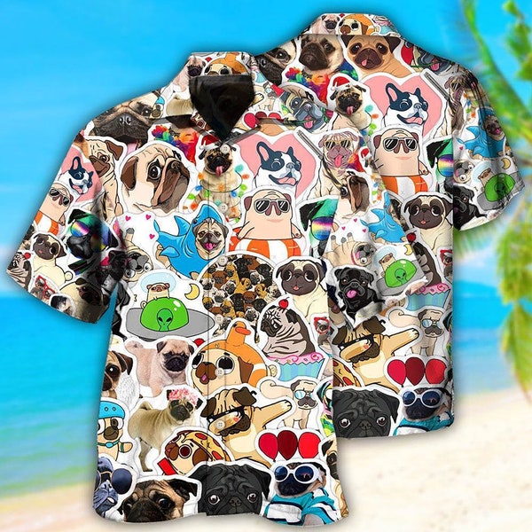 Pug So Funny Pug Style Hawaiian Shirt, Funny Pug Pineapple Connection Trendy Hawaiian Shirt For Aloha Shirt, Button Down Shirt