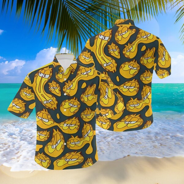 Garfield Character Vacation Hawaiian Print Shirt, Hawaiian Shirt For Man Woman, Custom Unisex shirt,Hawaiian Style,Summer Party Shirt