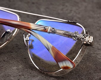 Pure titanium frame glasses, Men's and women's glasses, Fashion glasses, Glasses for men and women, 0075