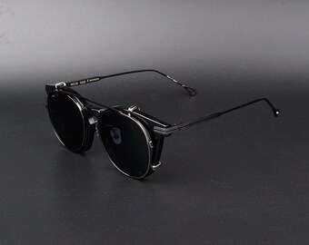 Dual-Purpose Pure Titanium Sunglasses with Large Frames, Sunglasses Frames against UVA, UVB rays, Men's and women's sunglasses, Fashionable