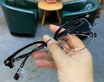 Ultra-light pure titanium frame anti-blue light anti-myopia, Glasses frames men and women, Fashion glasses 135