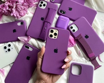 Eggplant Purple Logo Silicone Phone Case iPhone 15 14 13 12 11 Pro Max Cover Rubber Solid Plain Simple Bright Dark Mauve Lilac Pink Deep