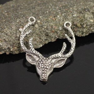 1 Reindeer Charm Pendant, Deer Horn Pendant, Christmas Charms, Antique Silver Charms, Jewelry Making, Christmas Jewelry Finding, ZM1177