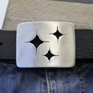 Silver Star Belt Buckle, Adjustable Belt, Rectangle Belt Buckle, Casual Belt Buckle, Glint Belt Buckle, Unisex Buckle, Gift Buckle, GS216as