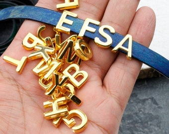 Gold Alphabet Letter Pendant, Initial Letters Charms, Initial Tag Letter Charm, wholesale, Mother's Day Gift, zm970go