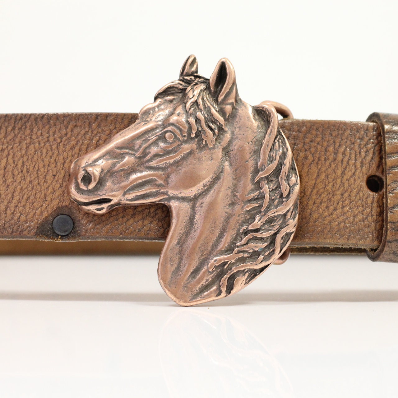 Vintage Nickel Plated Horse Buckle Leather Horsehair Belt Hitched Horsehair Belt (Custom Order Only) - Seidel main image 4