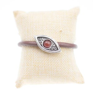 Silver Evil Eye Bracelet, Ethnic Bracelet, Handmade Bracelet, Brown Leather Bracelet, Statement Bracelet, Bracelet for Women & Men, B323