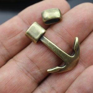 5 Antique Bronze Hook Clasps, Anchor Clasp and Slider Beads, Hook Closure Jewelry Clasp, Bracelet Making Supply, Bracelet Findings, ZM509ab