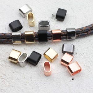 20 Beads, Metal Beads, Slider Beads, Barrel Leather Crimp Beads, Beads, Jewelry Craft Making, wholesale jewelry supplies, ZM562