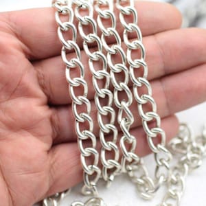 50cm Sterling Silver Cuban Link Chains Men&#39;s Women&#39;s Curb Necklace, Solid Silver Curb Chain Necklace, Dainty Curb Chain, Cuban Chain ZM763