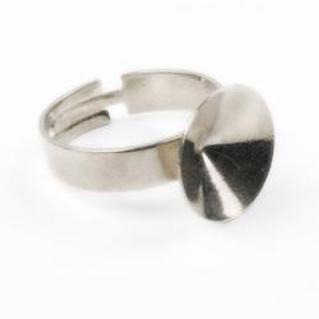 Crystal Setting Ring 14mm Rivoli Crystal Ring Setting, No Prong Cup, Smooth Round Base ...