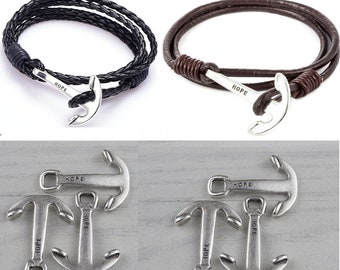 10 Anker Armband Verschlüsse, Silber Anker Anhänger, Verschluss für Lederarmbänder, Paracord Armbänder, Schmuck Zubehör, zm236as