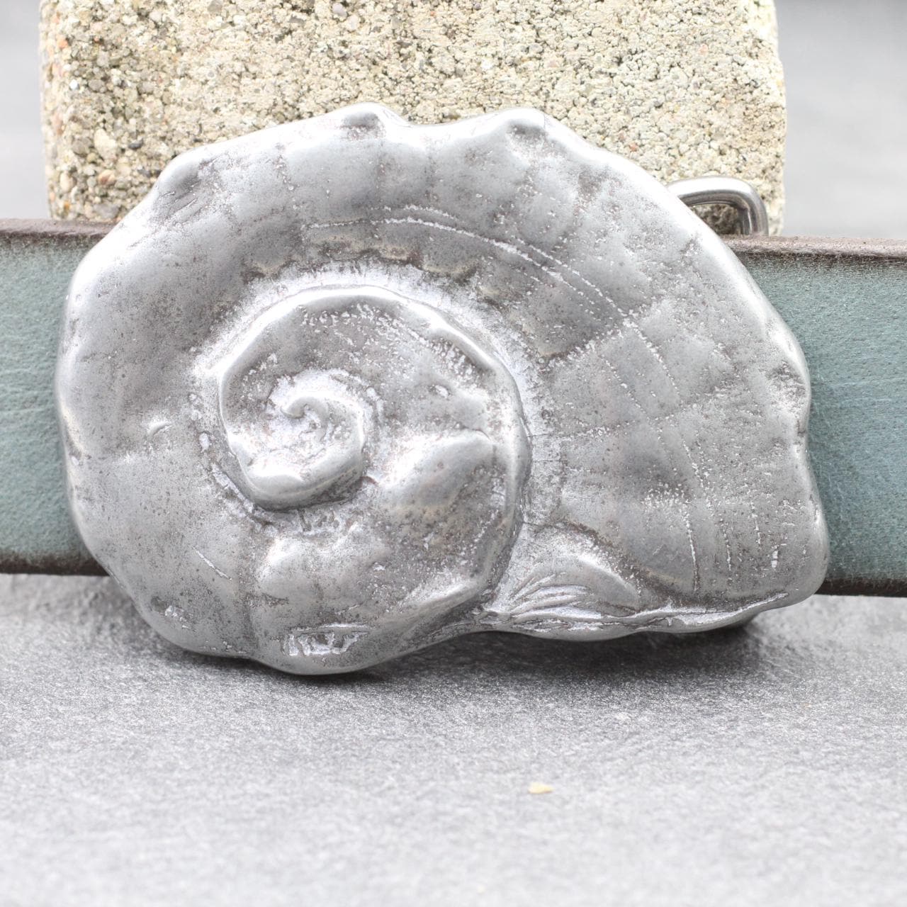 Shell Belt Buckle, Silver Seashell Belt Buckle, Buckle For Snap Leather Belt, Nautical Belt Pin, Ocean Lover Gift Idea, Unisex GS204ds