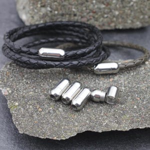 1 Edelstahl Magnetverschluss für 4 mm Leder und Schnur, Armband und Halskette Verschluss, Armband Verschluss, Lederarmband machen, ZM1159