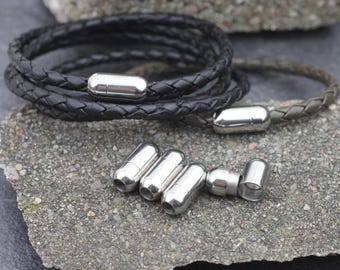 1 Stainless Steel Magnetic Clasp for 4 mm Leather and cord, Bracelet and Necklace Clasp, Bracelet Clasps, leather bracelet making, ZM1159