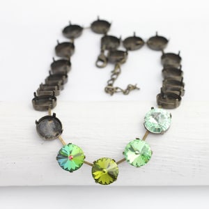 14mm Empty cup chain necklace setting for Swarovski and Preciosa Rivoli Crystals Antique Brass, DIY Necklace Setting, Necklace Base, FK3ab