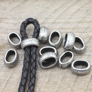 10 Dark Silver Beads, Slider Beads, beads for jewelry making, bracelet beads, spacer slider beads, Wholesale Beads, Jewelry Findings ZM482ds