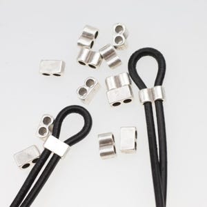 10pcs Double Hole Slider Beads, Antique Silver Double Strand Sliders Hole for Round Leather Cord Bracelet Findings, DIY , Wholesale ZM833as