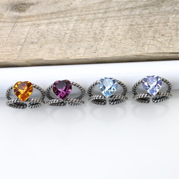 Swarovski Crystal Heart Ring, Statement Ring, Sparkling Ring, Gift