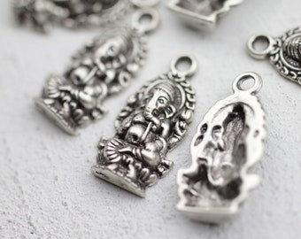 10 Elephant Ganesha pendants, Sterling Silver Plated Antique Silver Charms Pendant, Wholesale Jewelry & Findings, ZM201as